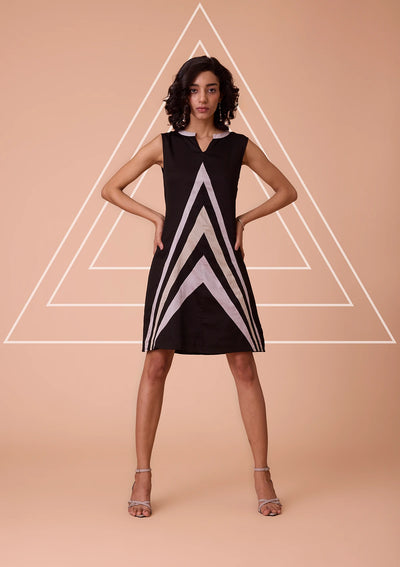 Nerisse Viscose Satin Triangle Cut Panel Dress