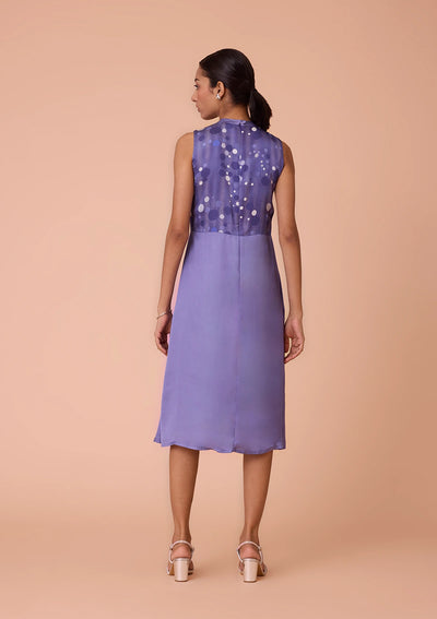 Eira Pearl Studded Overlapping Printed Dress