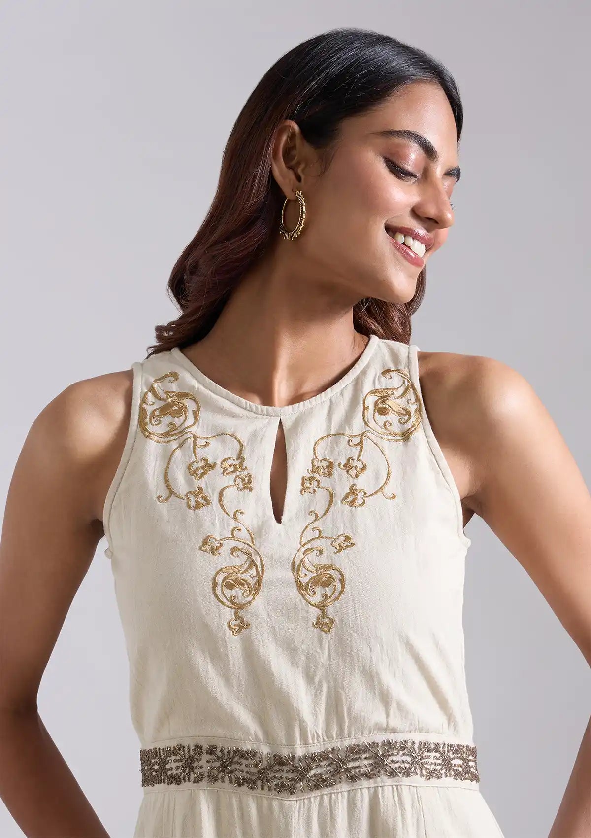 Noor - Embroidered Halter jumpsuit Price