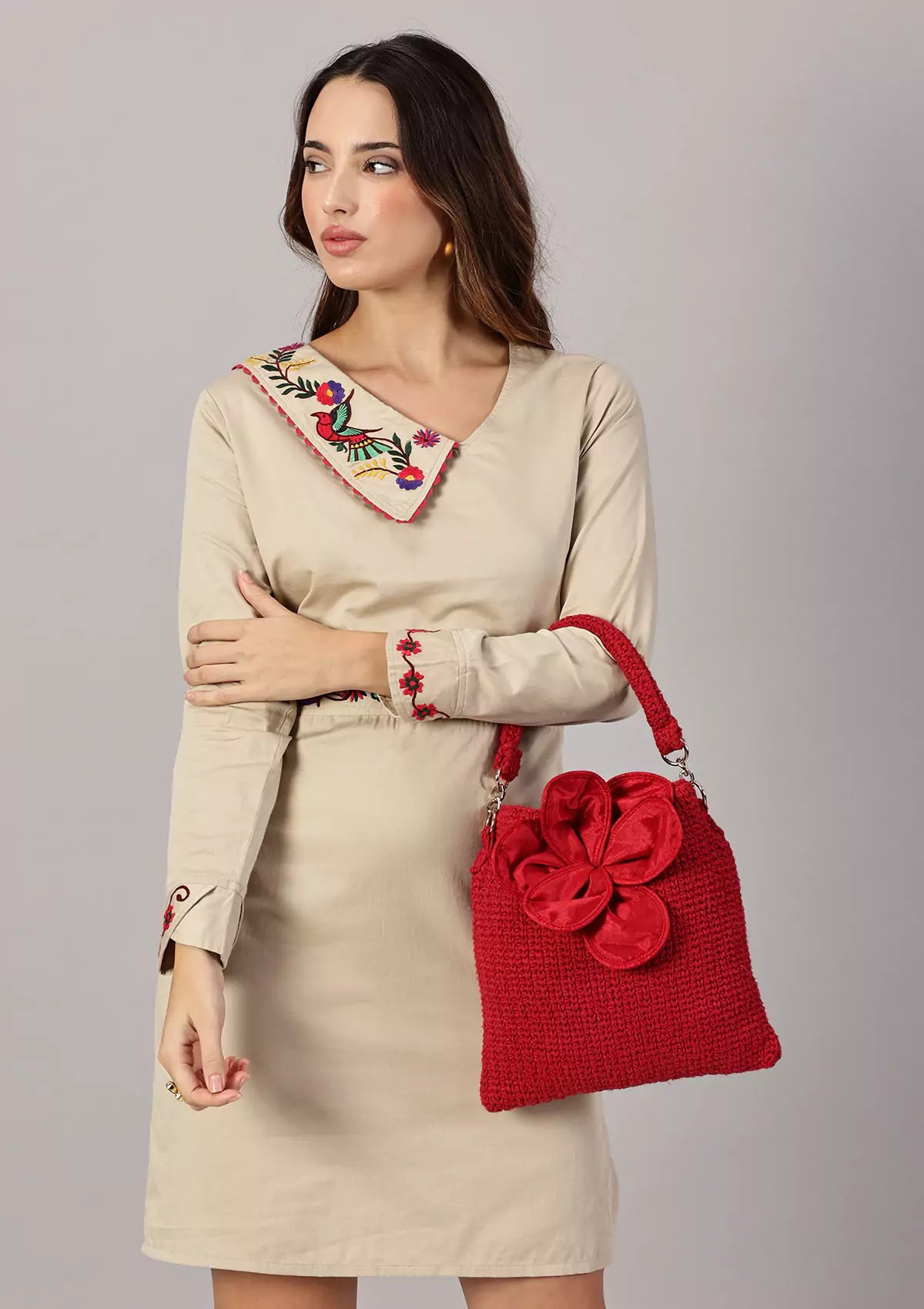 Red Crochet mini bag for women