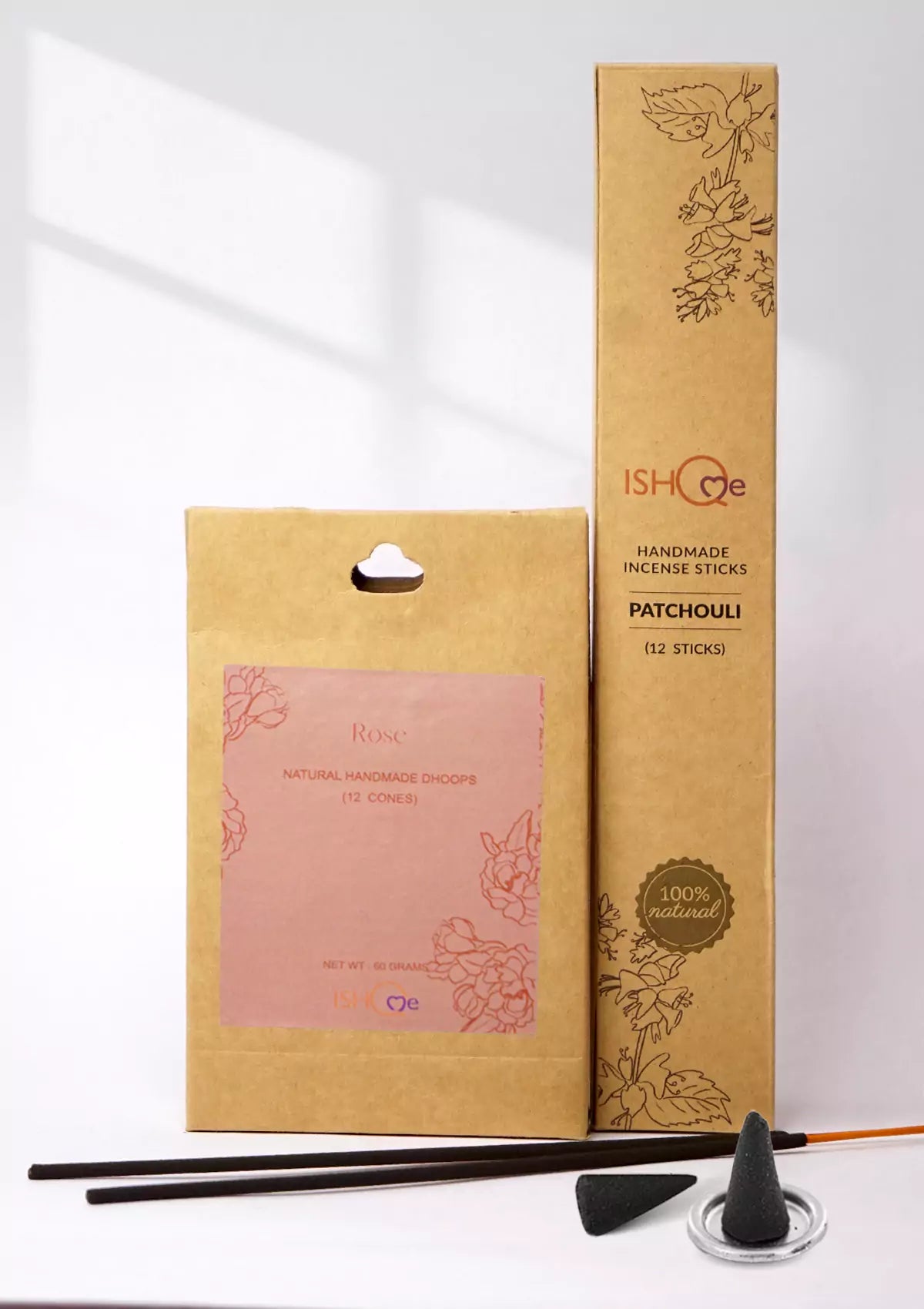 Incense sticks with Rose dhoop cones