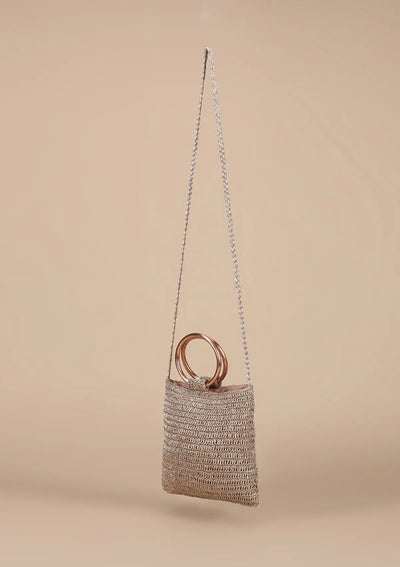 Shimmering Crochet Metallic Party Bag