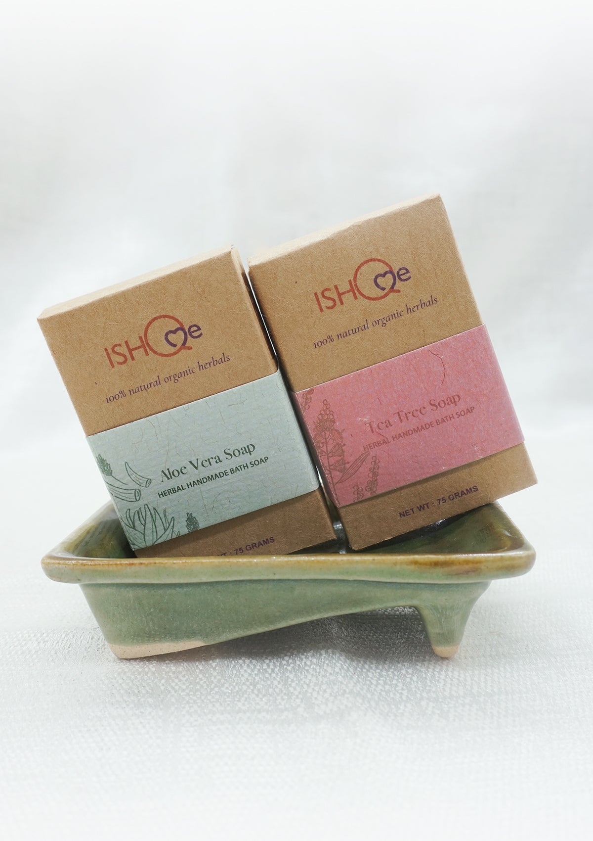 Aloe vera & Tea tree Soaps and Soap dish - IshqMe