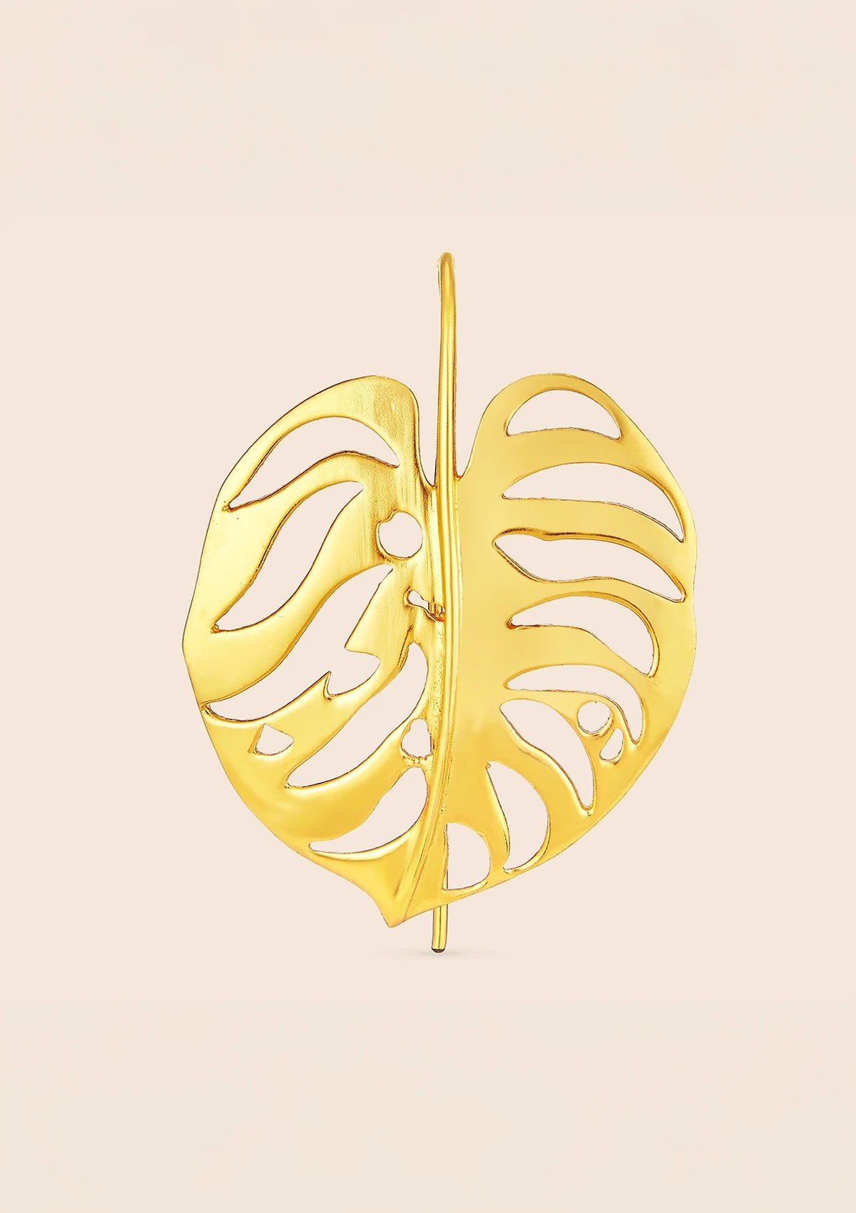 Statement gold finish leaf earrings for women