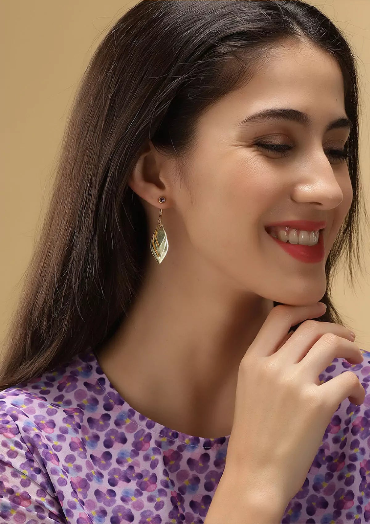 Statement leaf drop earrings for women