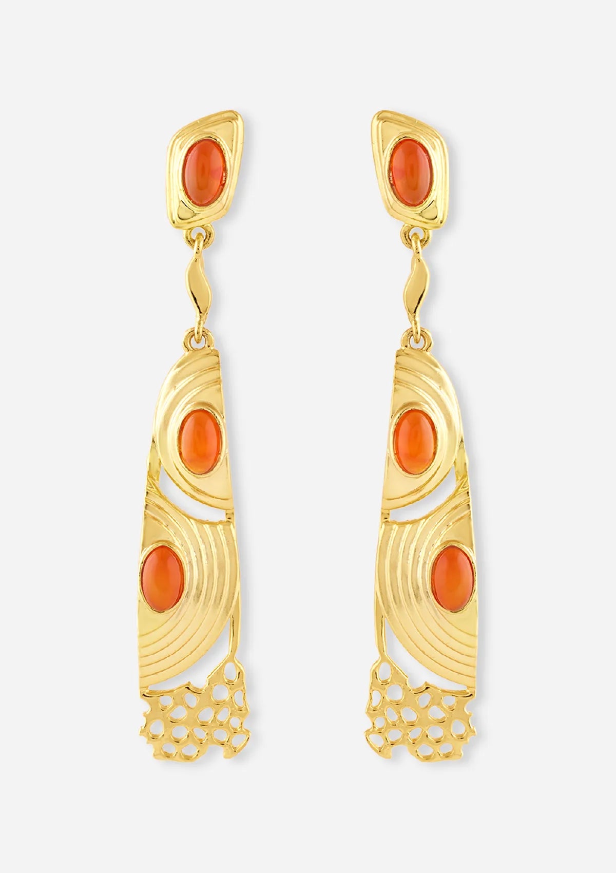 Statement orange sapphire earrings for women