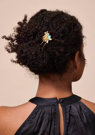 Turquoise Bloom Bun Pin