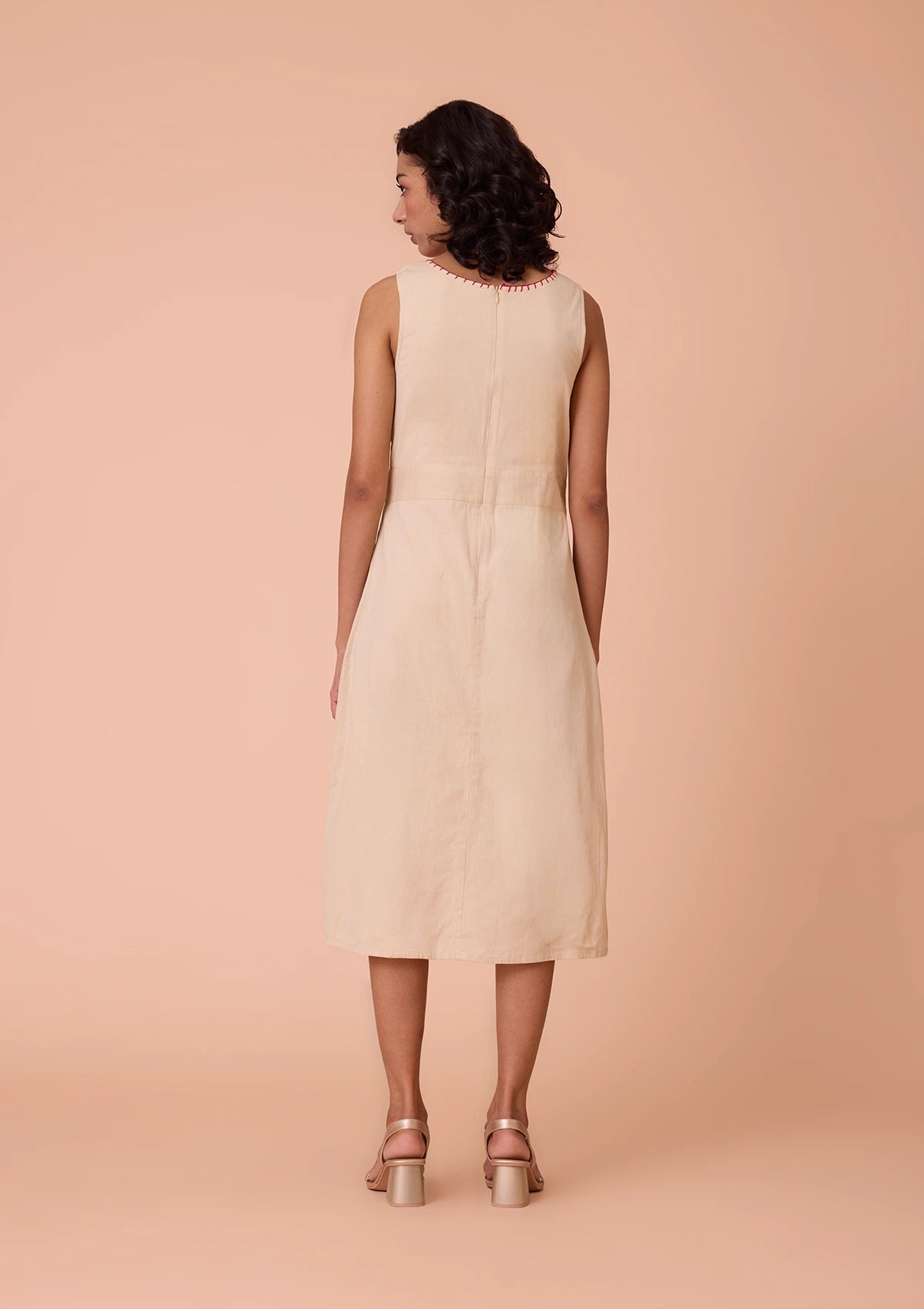 Buy Amara V Neck Embroidered Solid Dress