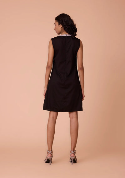Nerisse Viscose Satin Triangle Cut Panel Dress