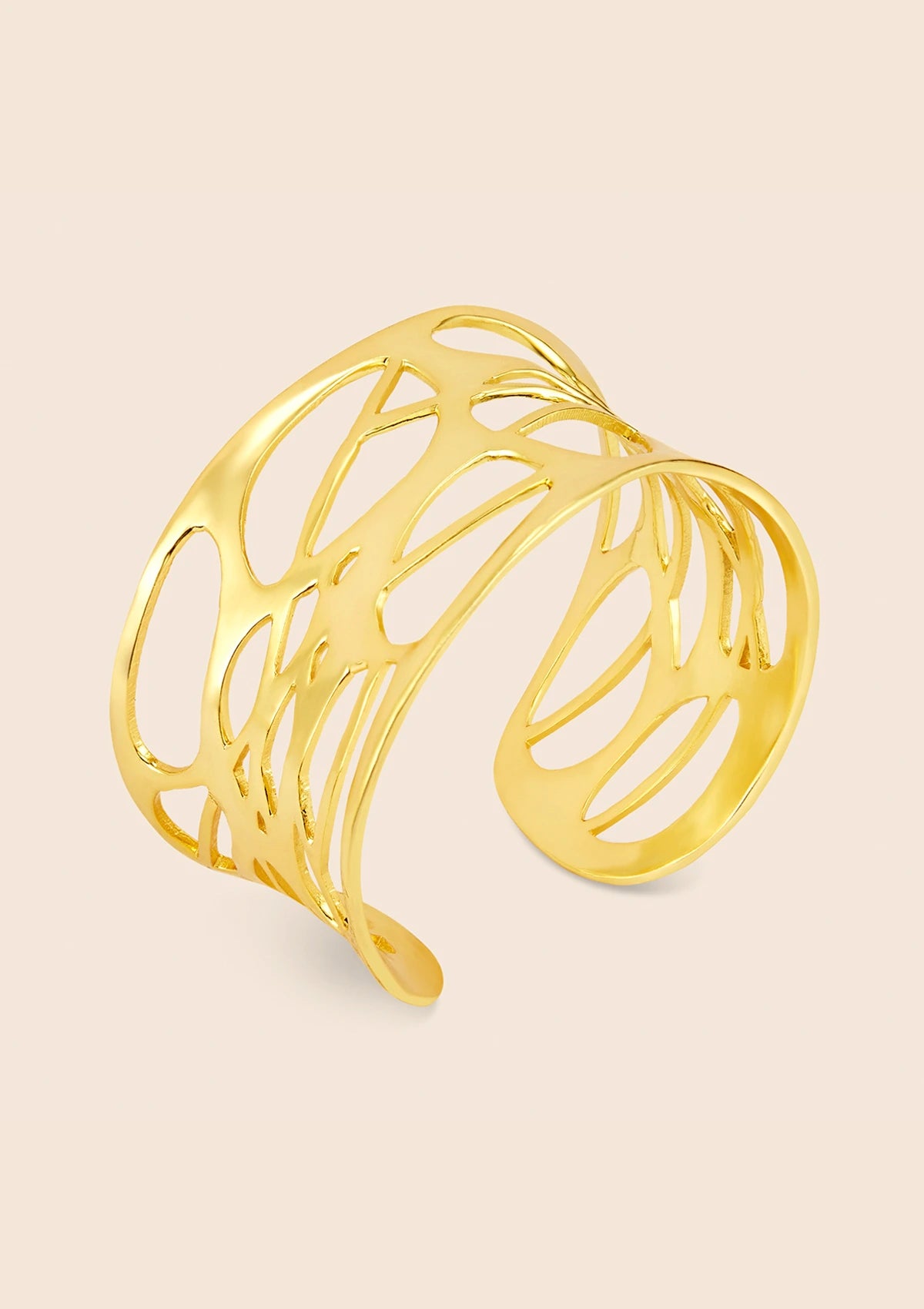 Women's gold plated chunky cutwork cuff bracelet