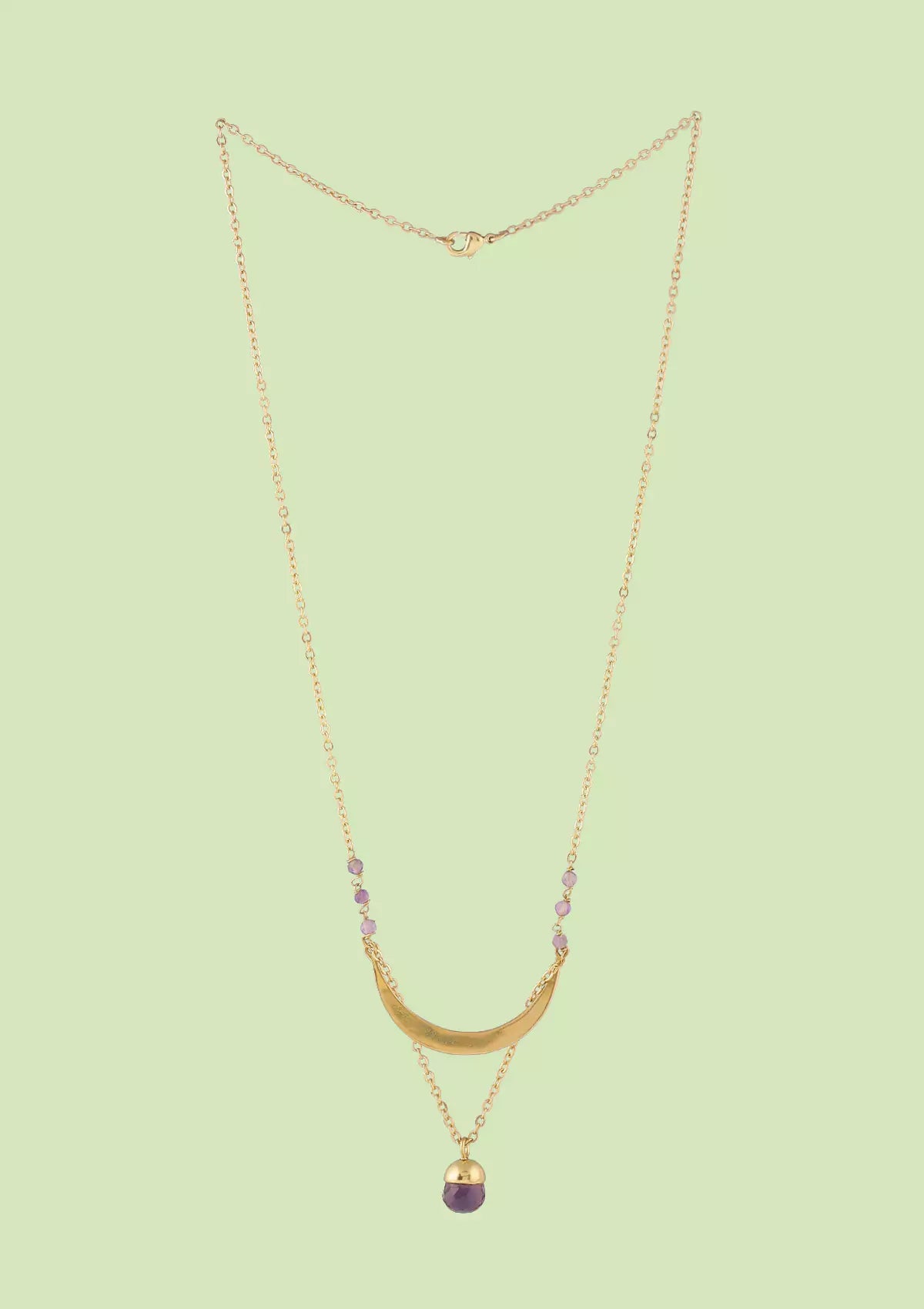 Women's gold plated amethyst beads necklace