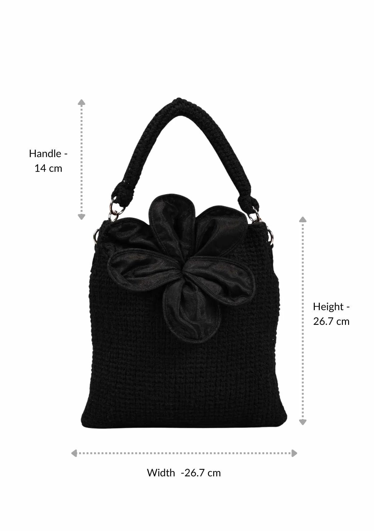 Women's black crochet mini bag