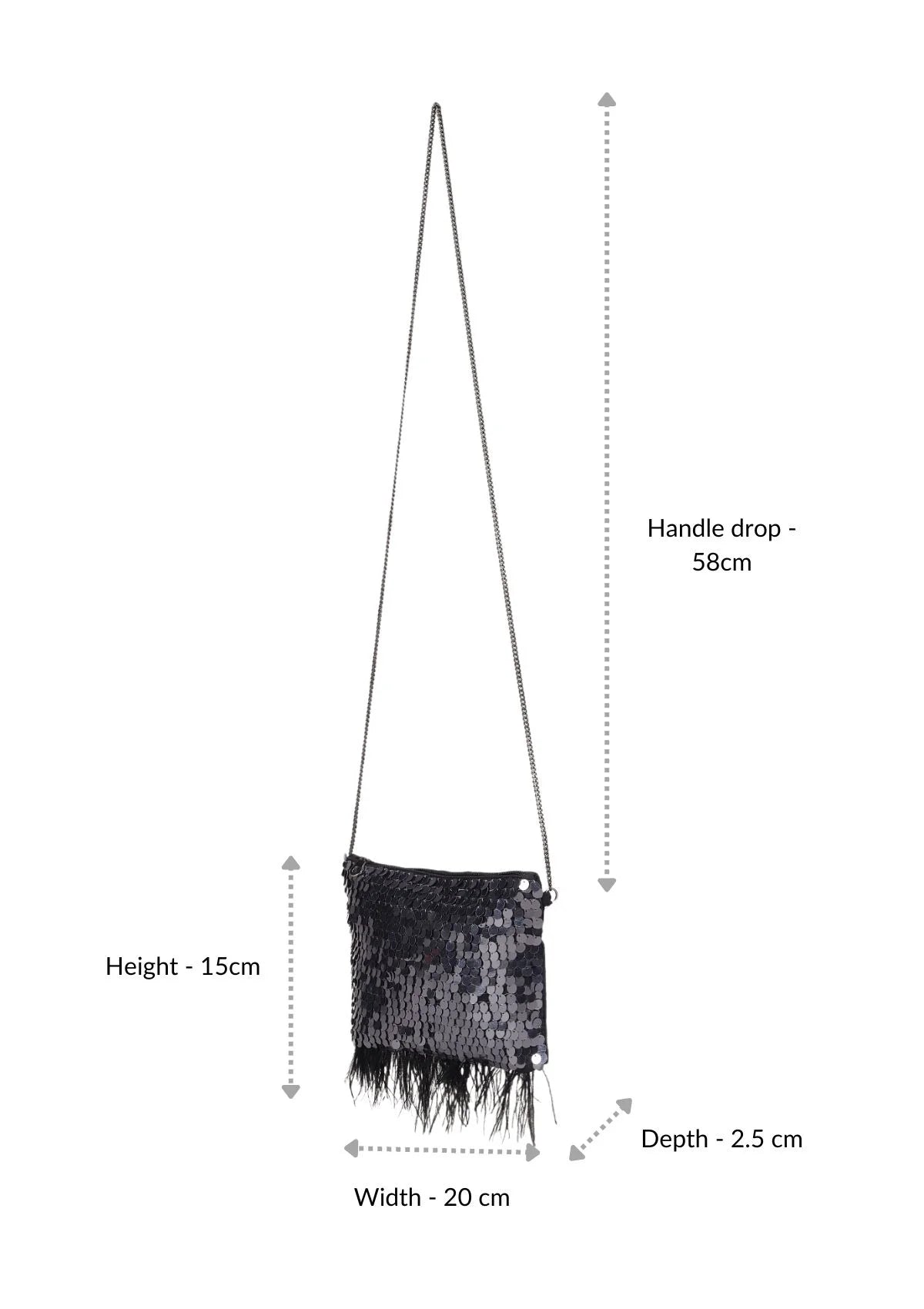 Women's black sequin sparkling sling bag