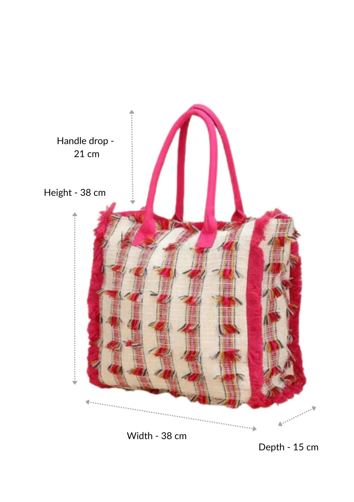 Women's acrylic fringed handcrafted tote bag