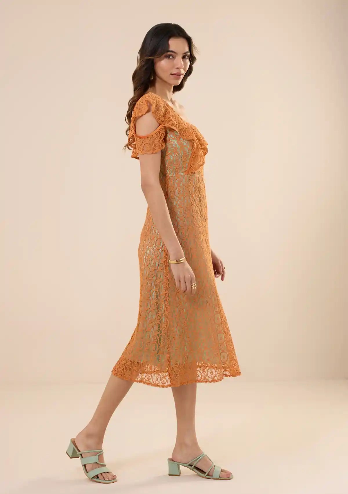 Zemira One Shoulder Lace Dress for women by IshqME