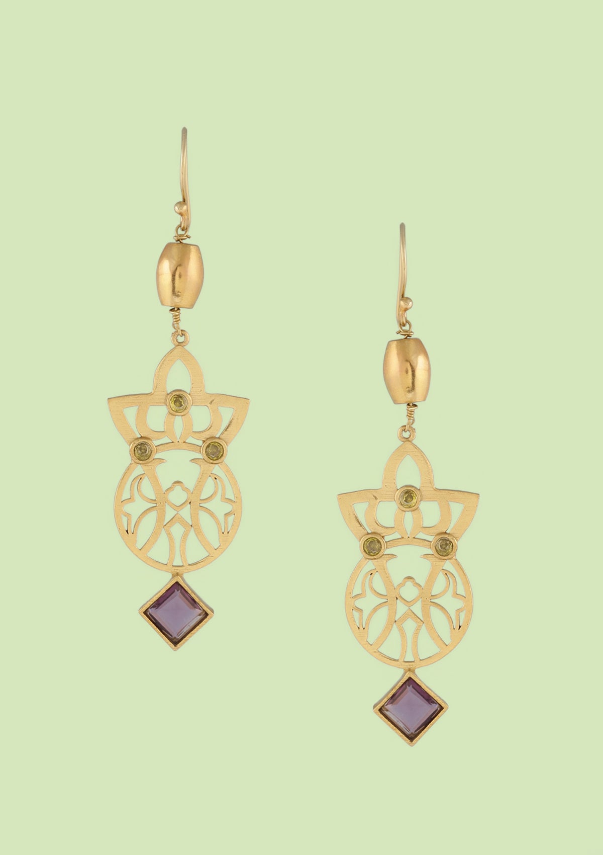 Buy Amethyst & Peridot Filigree Earring