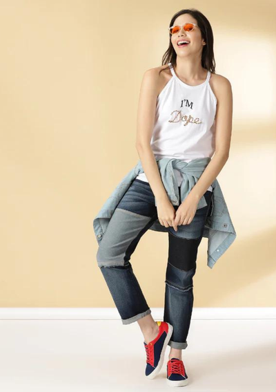 White Sleeveless T-Shirt