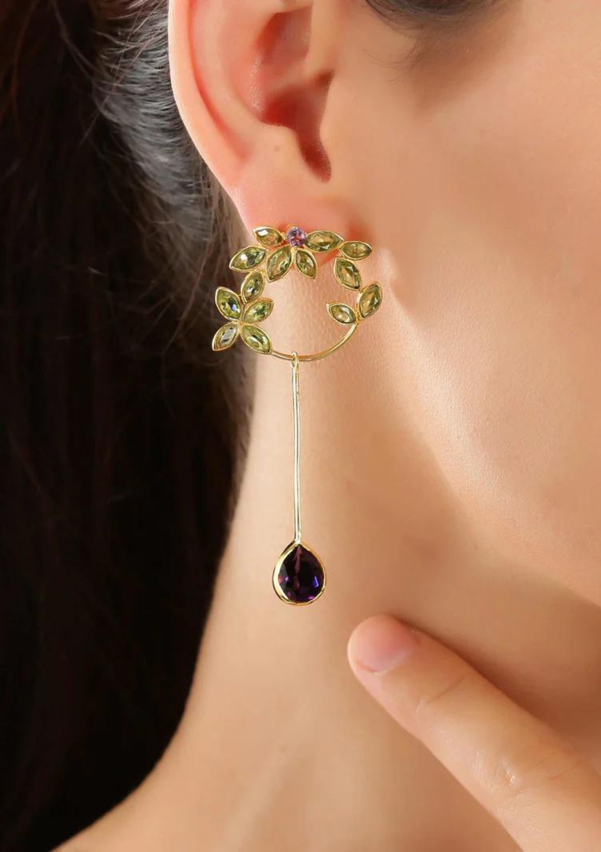 Buy Peridot and Amethyst Dangle Earring online