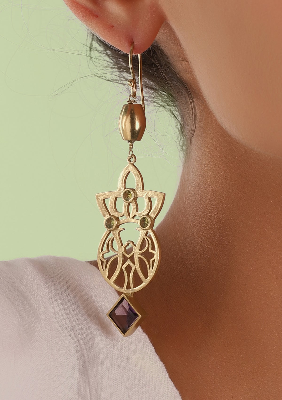 Buy Amethyst & Peridot Filigree Earring online