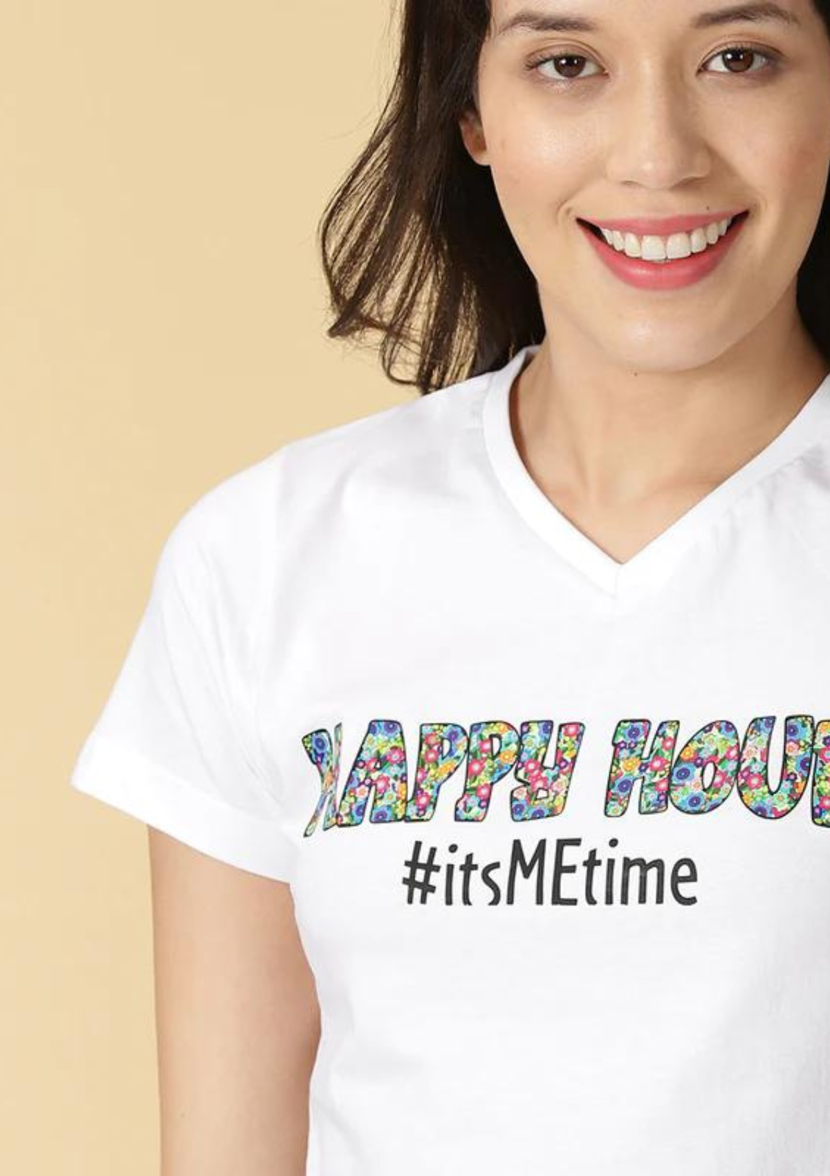 Buy Happy Hour V Neck Crop Top, basic v neck crop top