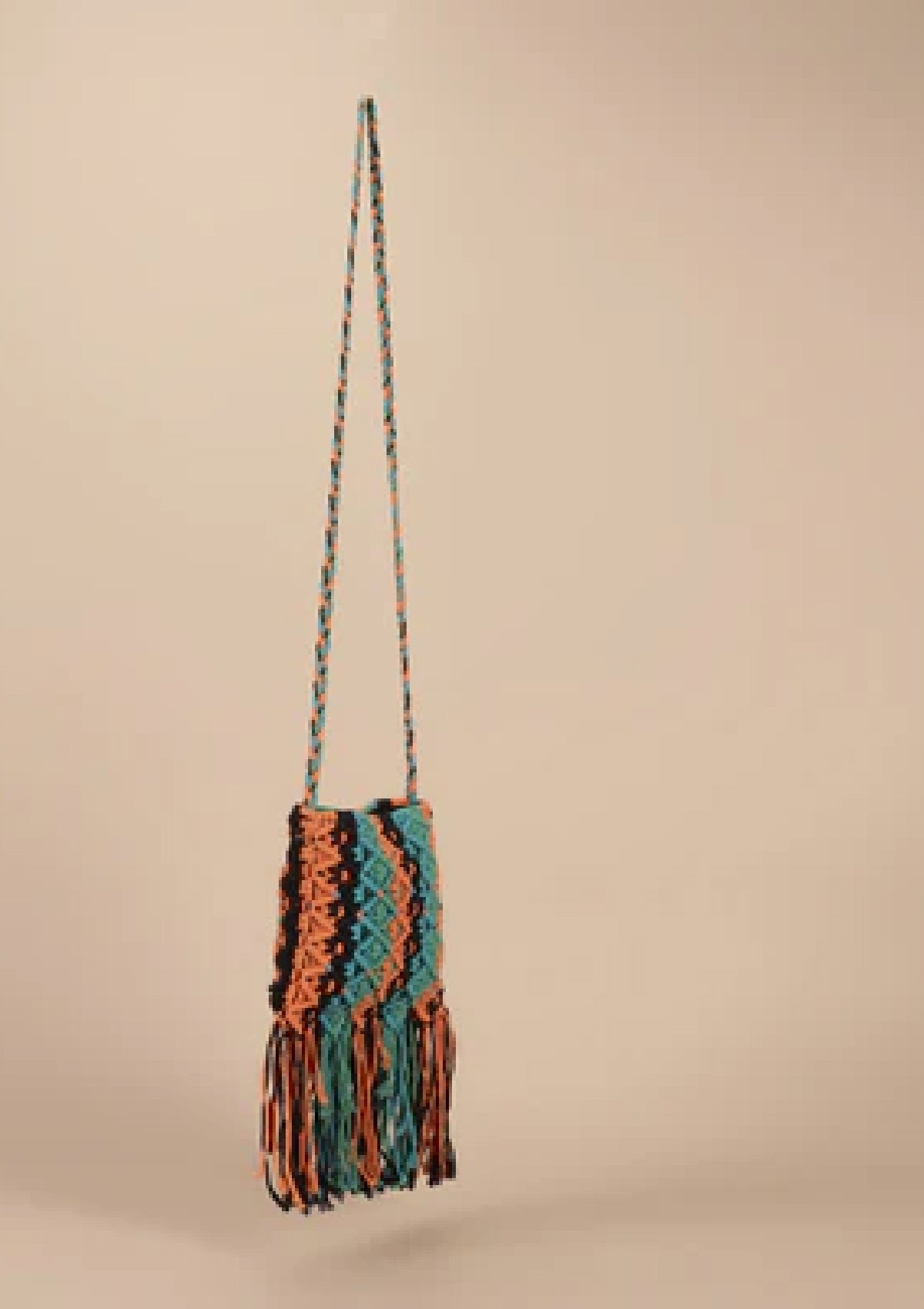 Macrame Crossbody Bag with Tassels