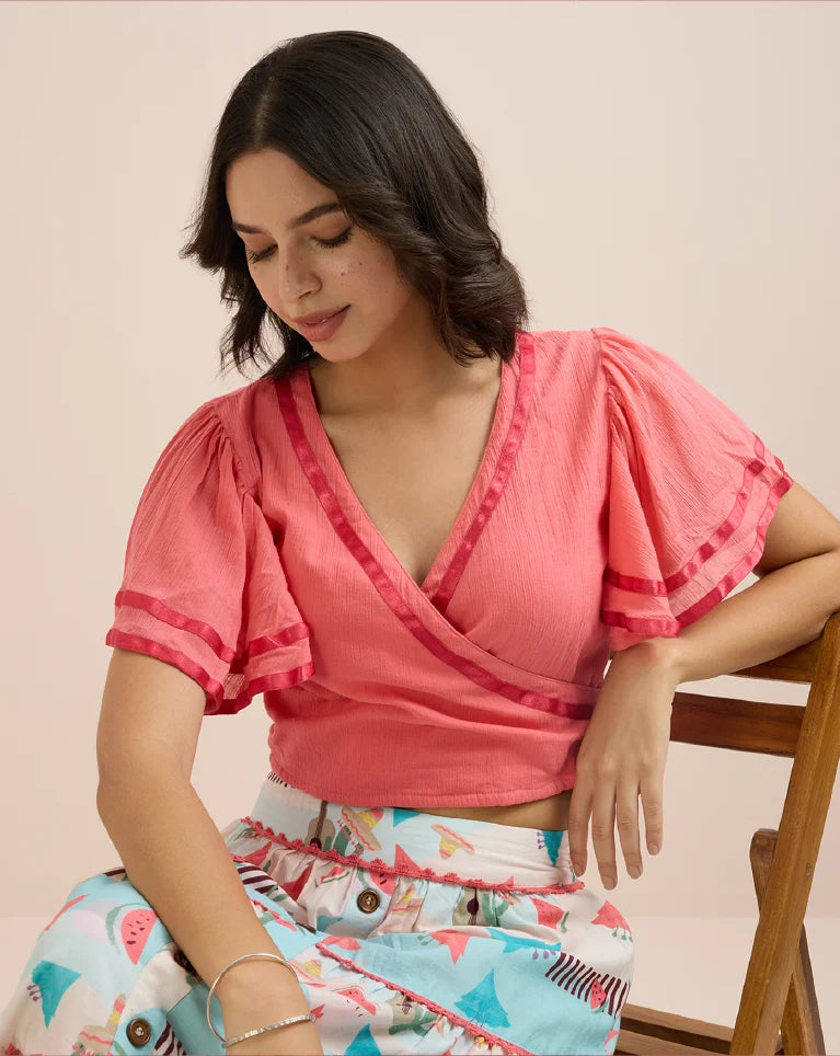 buy Fiesta Mexique - Pink Overlap Top