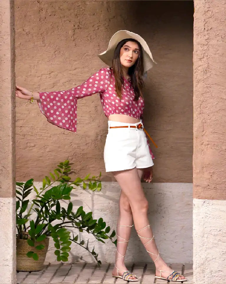 Buy Santorini - Polka Dots Crop Top for women