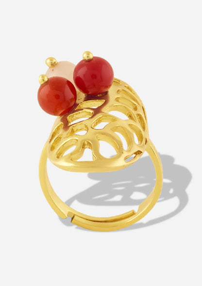 18K Gold Plated Adjustable Oval beaded Rings