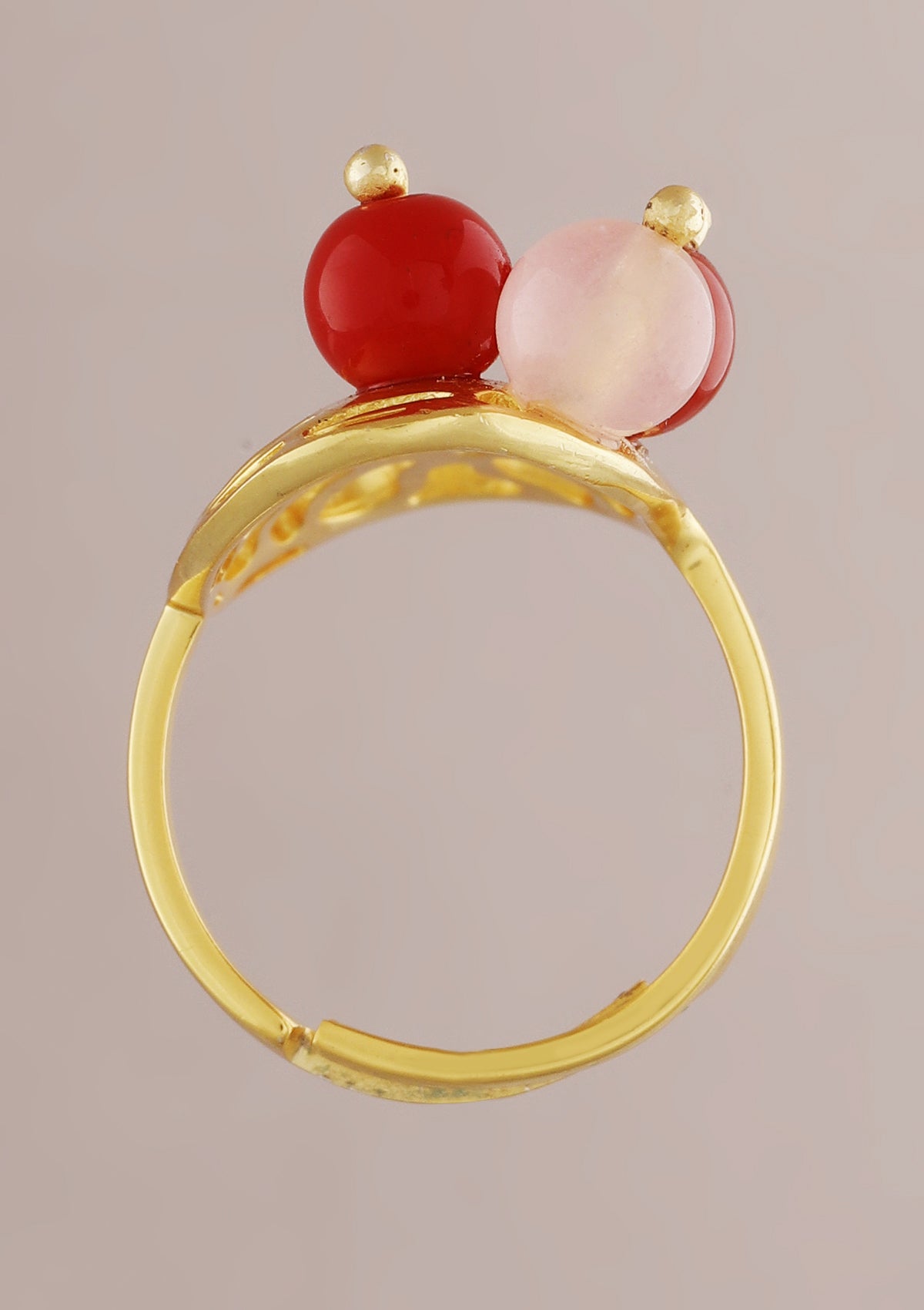 18K gold plated Adjustable Oval beaded Ring