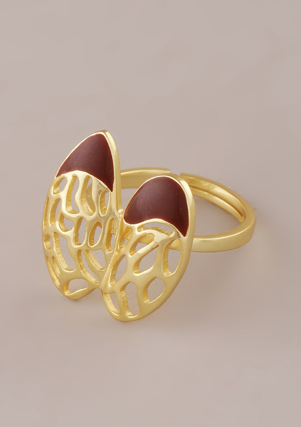 18K gold plated Adjustable Pod Cutwork Ring