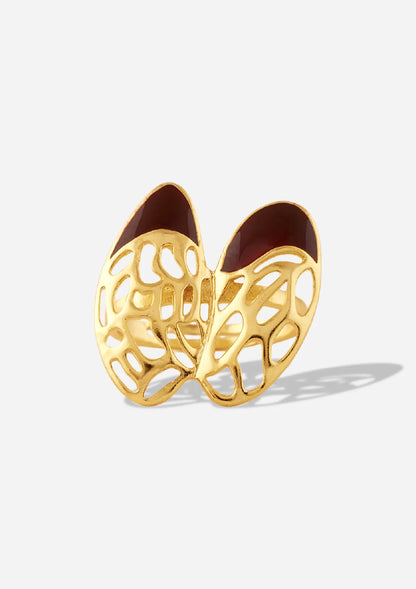 18K Gold Plated Adjustable Pod Cutwork Ring