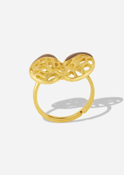18K Gold Plated Adjustable Pod Cutwork Ring for women
