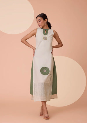 Ciraya High Neck Embroidered A Line Dress
