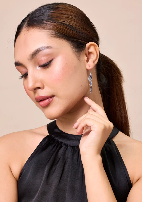 Wine Splash Garnet Earring