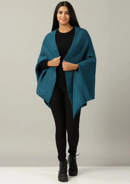 Blue Knitted Poncho