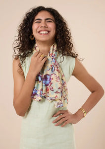 Blue and Burgundy Floral Scarf