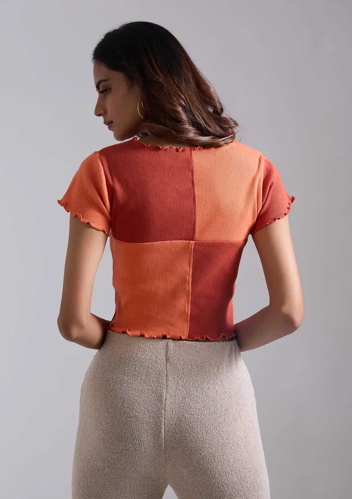 Buy Colour blocked rib crop top Online