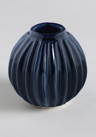 IshqME Deep Blue Dining & Decor Combo: Ceramic Dinner Set & Mini Vase - IshqMe