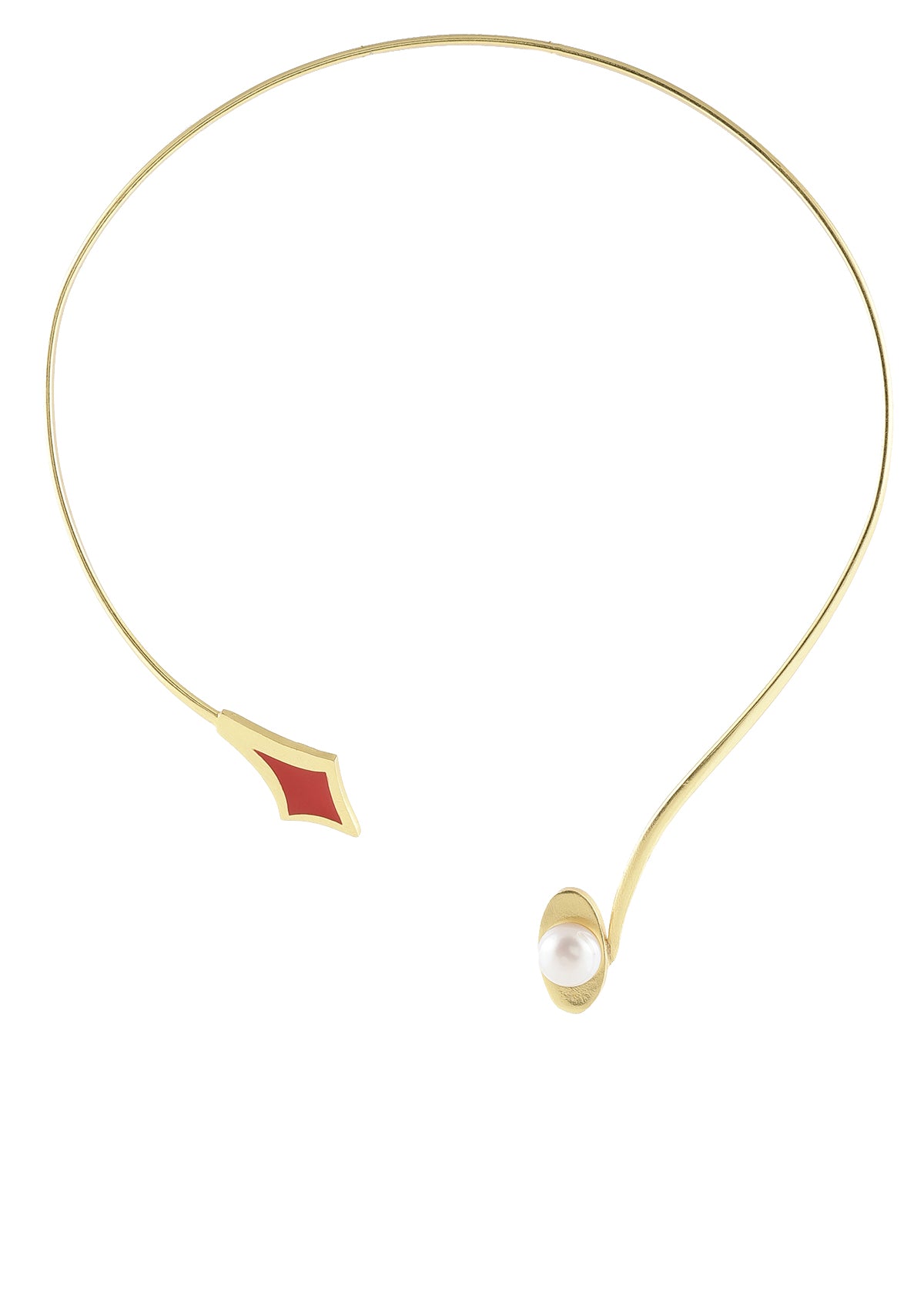 Enamel-Pearl Gold Plated Choker - IshqMe