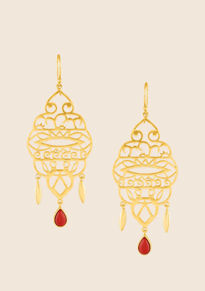Buy Coral Drop Filigree Earring Online