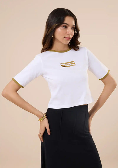 Foil Printed Graphic T-shirt Price