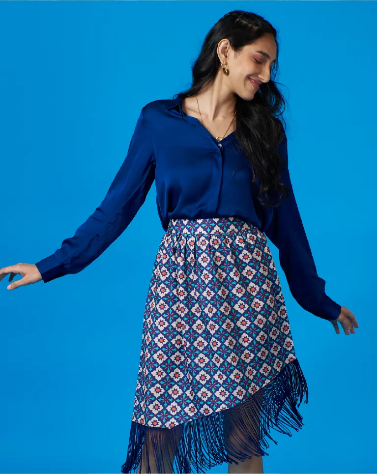 Nora - Asymmetrical Printed Skirt for women