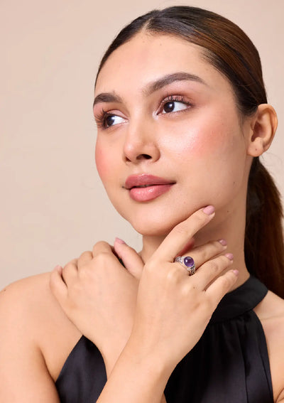 The Amethyst Studded Embossed Ring