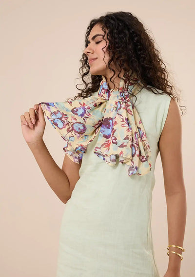 Blue and Burgundy Floral Scarf