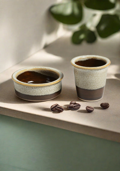 Filter coffee set of 2 - Cream and brown