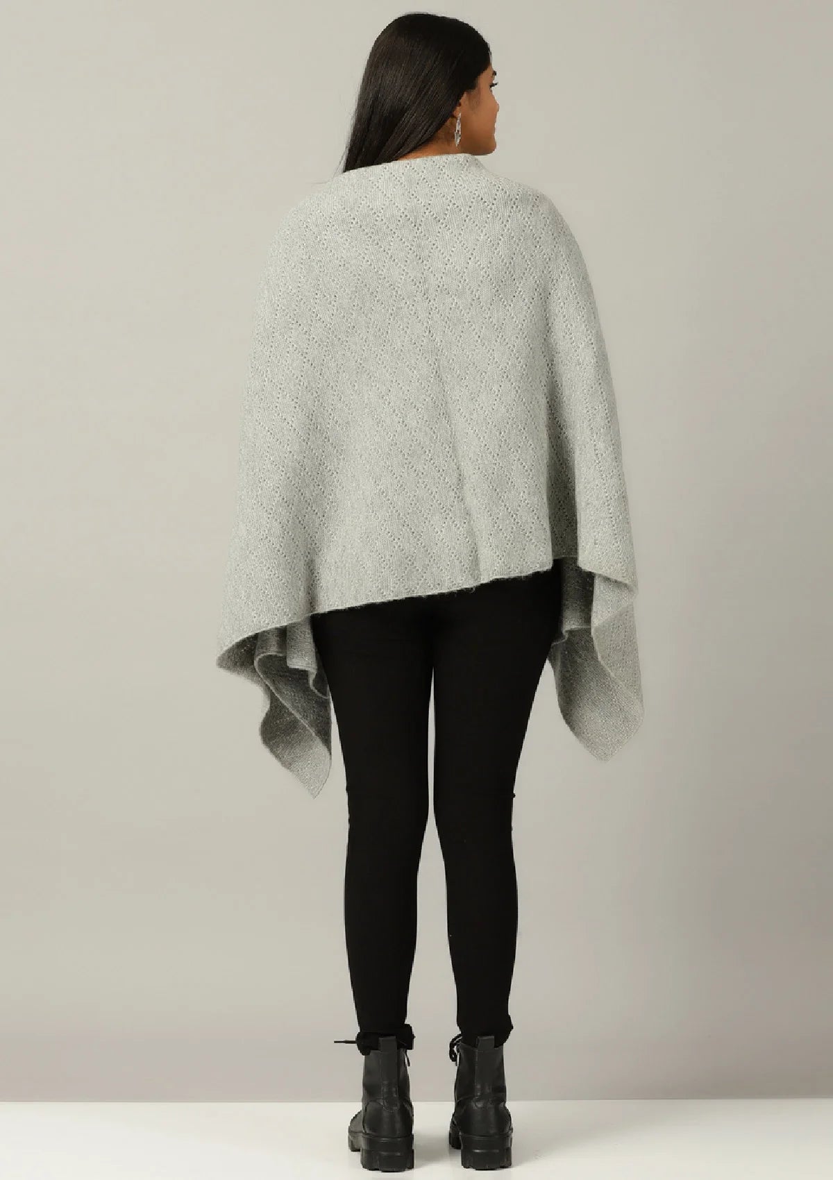 Grey Knitted Poncho Online