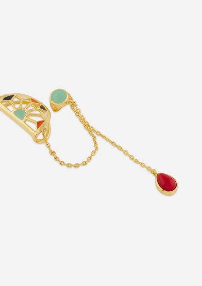 Turquoise Stone and Coral Drop Elegant Earcuff Price