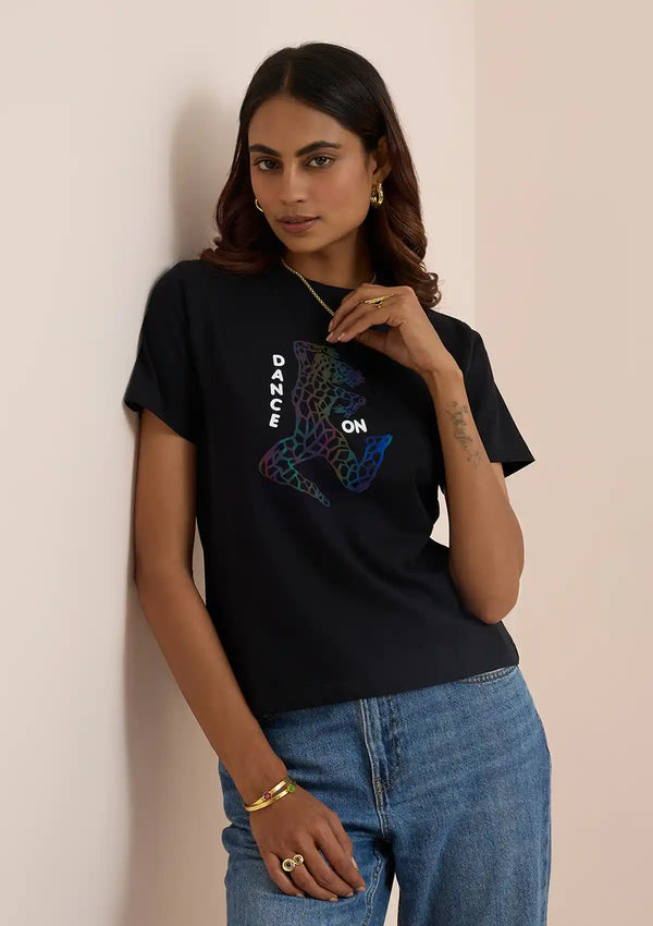 Premium B&W Holographic Print T-Shirt