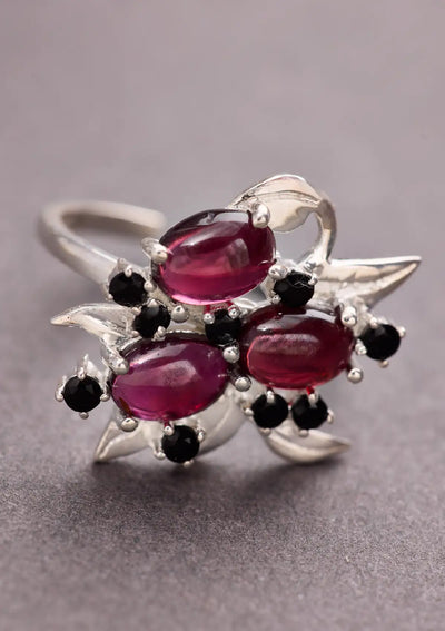 Adjustable Cherry Onyx Cluster Ring Price