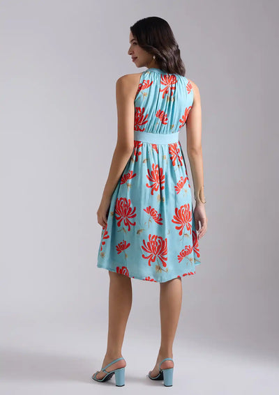 Buy Harumi - Halter Neck Fit and Flare Dress